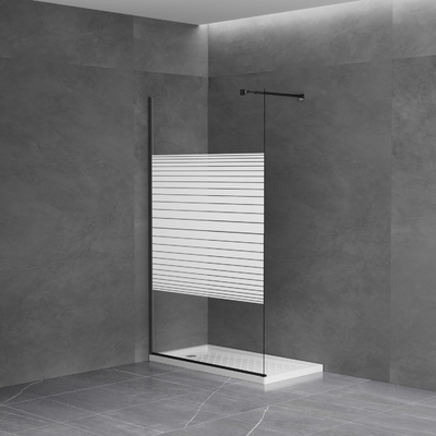 Walk in Shower Wall Screen White Printed Tempered Glass 6-8mm Enclosure for Bathroom