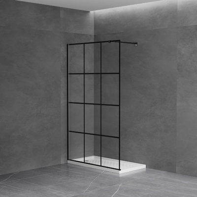 Walk in Shower Wall Screen White Printed Tempered Glass 6-8mm Enclosure for Bathroom