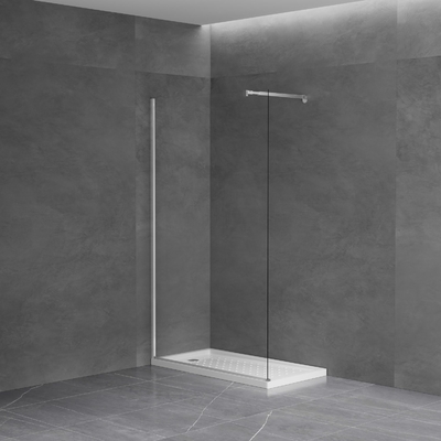 Walk in Shower Wall Screen White Printed Tempered Glass 6-8mm Enclosure for Bathroom