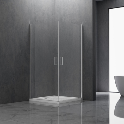 Black Aluminum Rectangular Shower Enclosure featuring Sliding Door and Tempered Glass