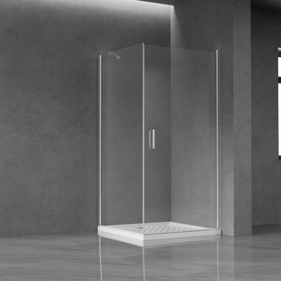 Black Aluminum Rectangular Shower Enclosure featuring Sliding Door and Tempered Glass
