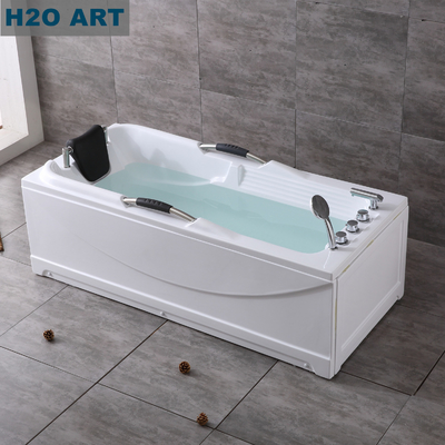 Acrylic Bathtub Faucet with Brass Hardware and Handles End Drain Location Luxury Design