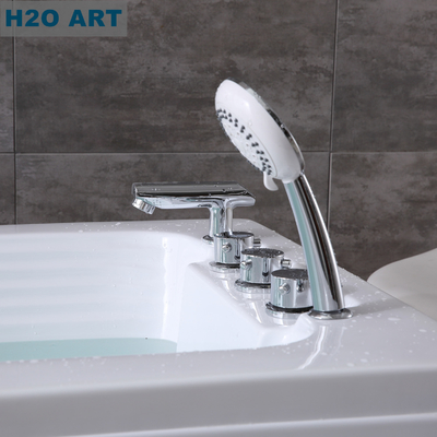 Acrylic Bathtub Faucet with Brass Hardware and Handles End Drain Location Luxury Design