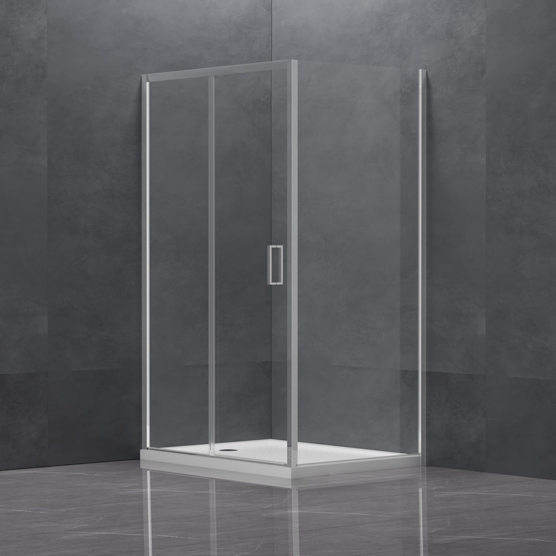 Vertical Handle Direction Shower Enclosure with Single Sliding Door Tempered Glass