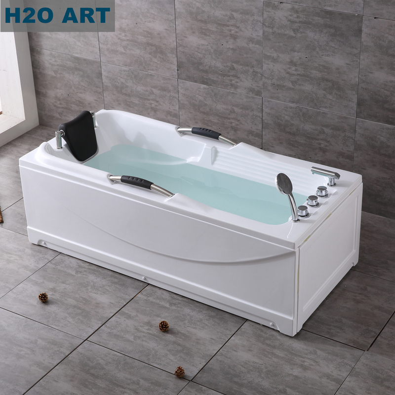 Acrylic Bathtub Faucet with Brass Hardware and Handles End Drain Location Luxury Design